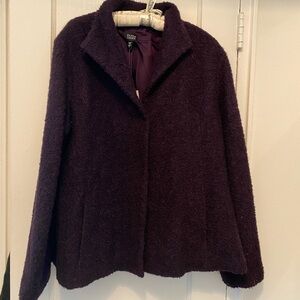 NWT Eileen Fisher Purple Boucle Standard Collar Jacket Large